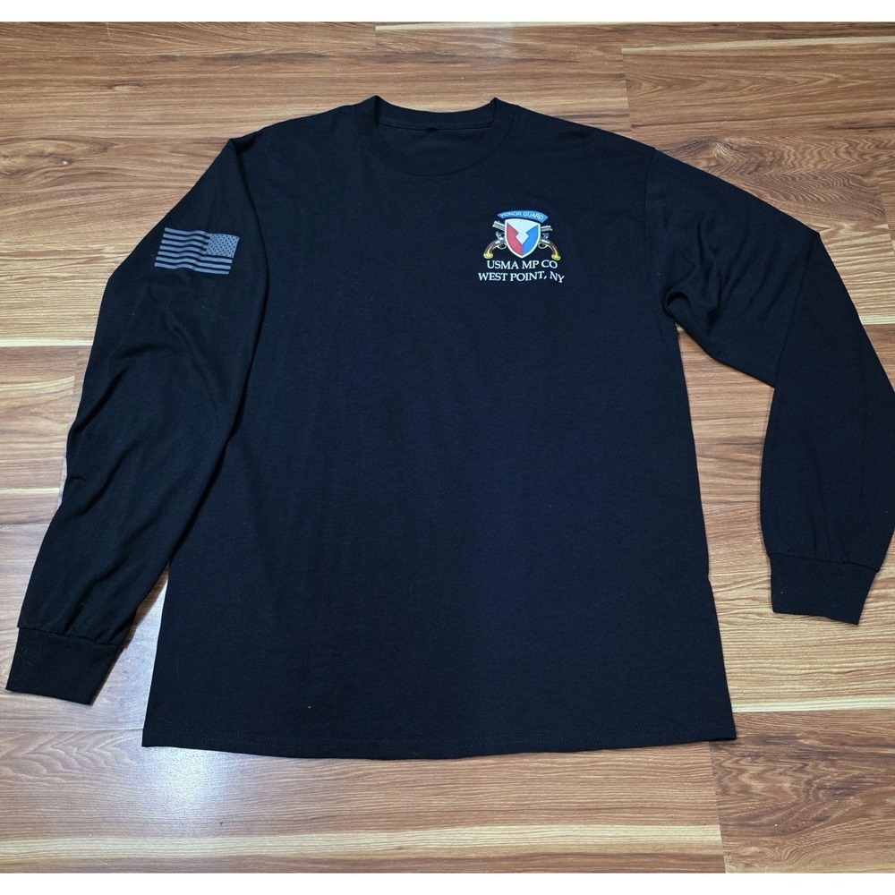 USMA MP Co West Point Shirt Mens Large Black Knights Of Justice Long Sleeve